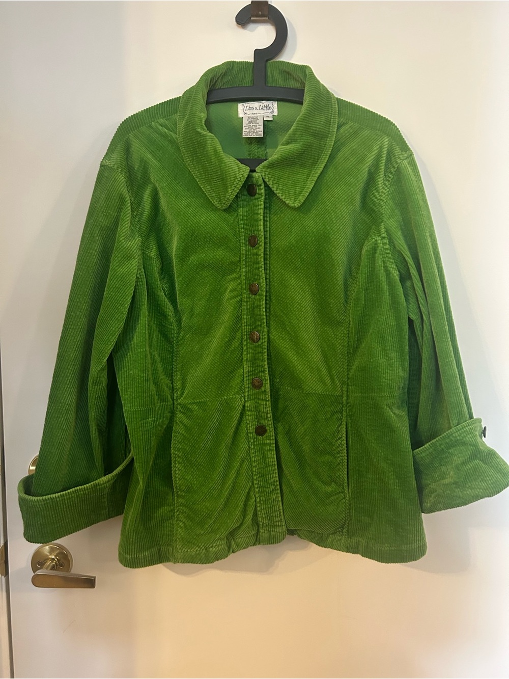 Live a Little Women’s Vintage Inspired Bright Green Corduroy Button-Front Jacket
